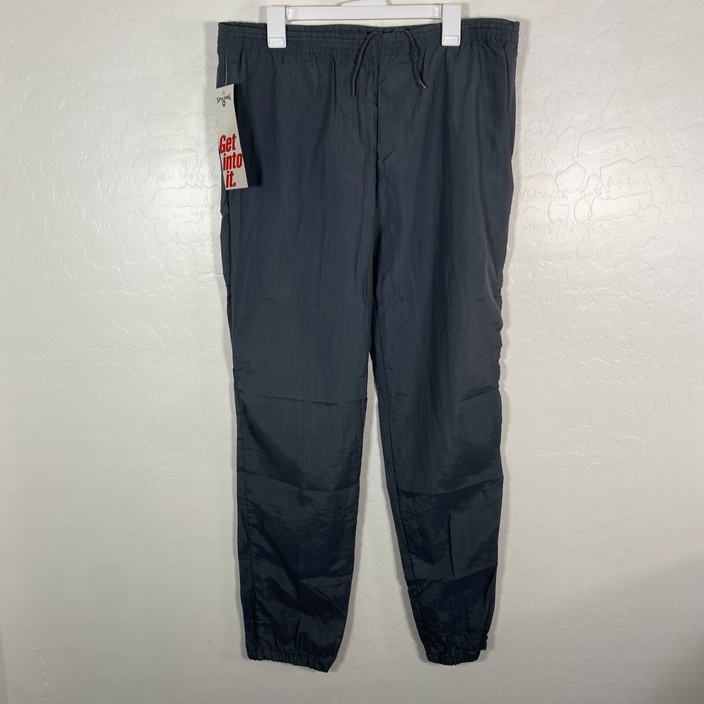 Vintage‎ Spalding Pants Mens Large Gray Sweatpant Windbreaker Jogger Gym New